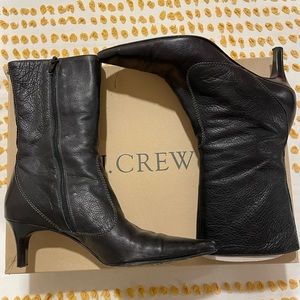 JCrew Black Leather Mini Heeled Boots